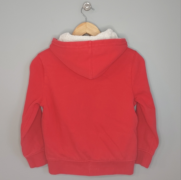 Gap, zip front, red fleece lined hoodie, size M (8-9) - Picture 2 of 6